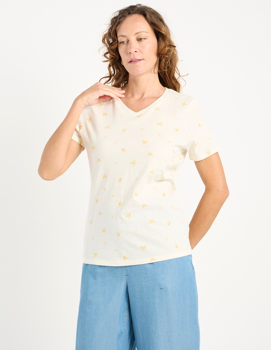 Playera manga corta cuello V para mujer Playera manga corta cuello V para mujer
