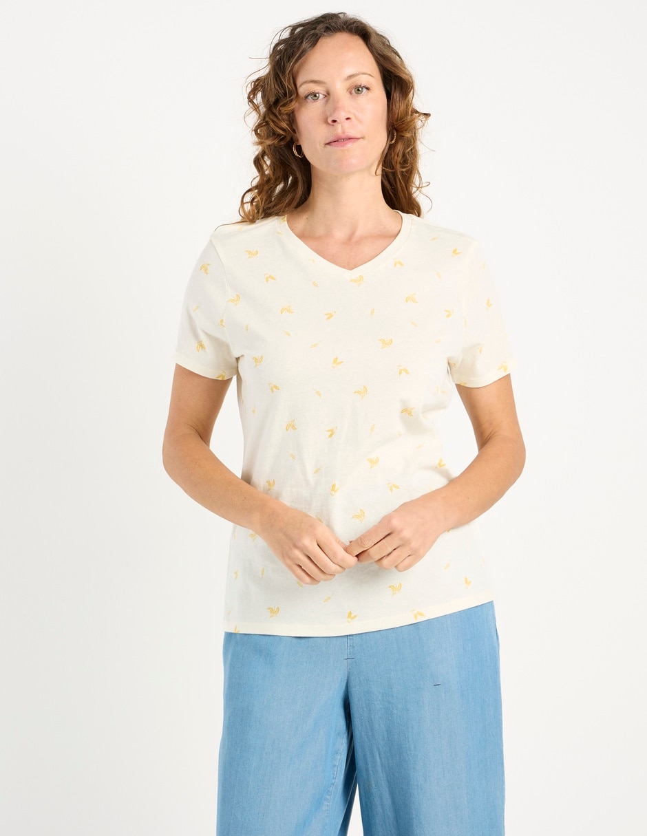 Playera manga corta cuello V para mujer 2
