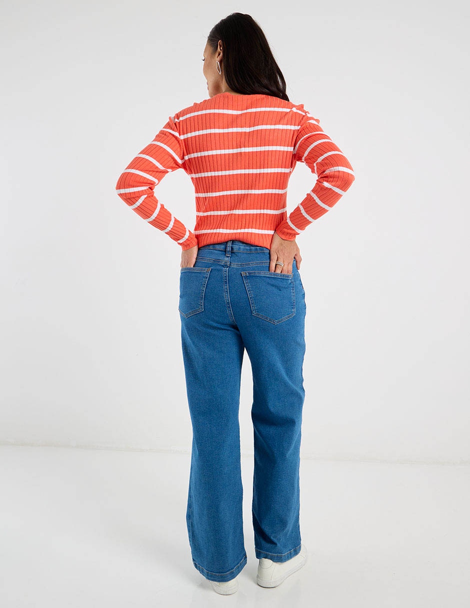 Jeans straight corte cintura baja para mujer 6