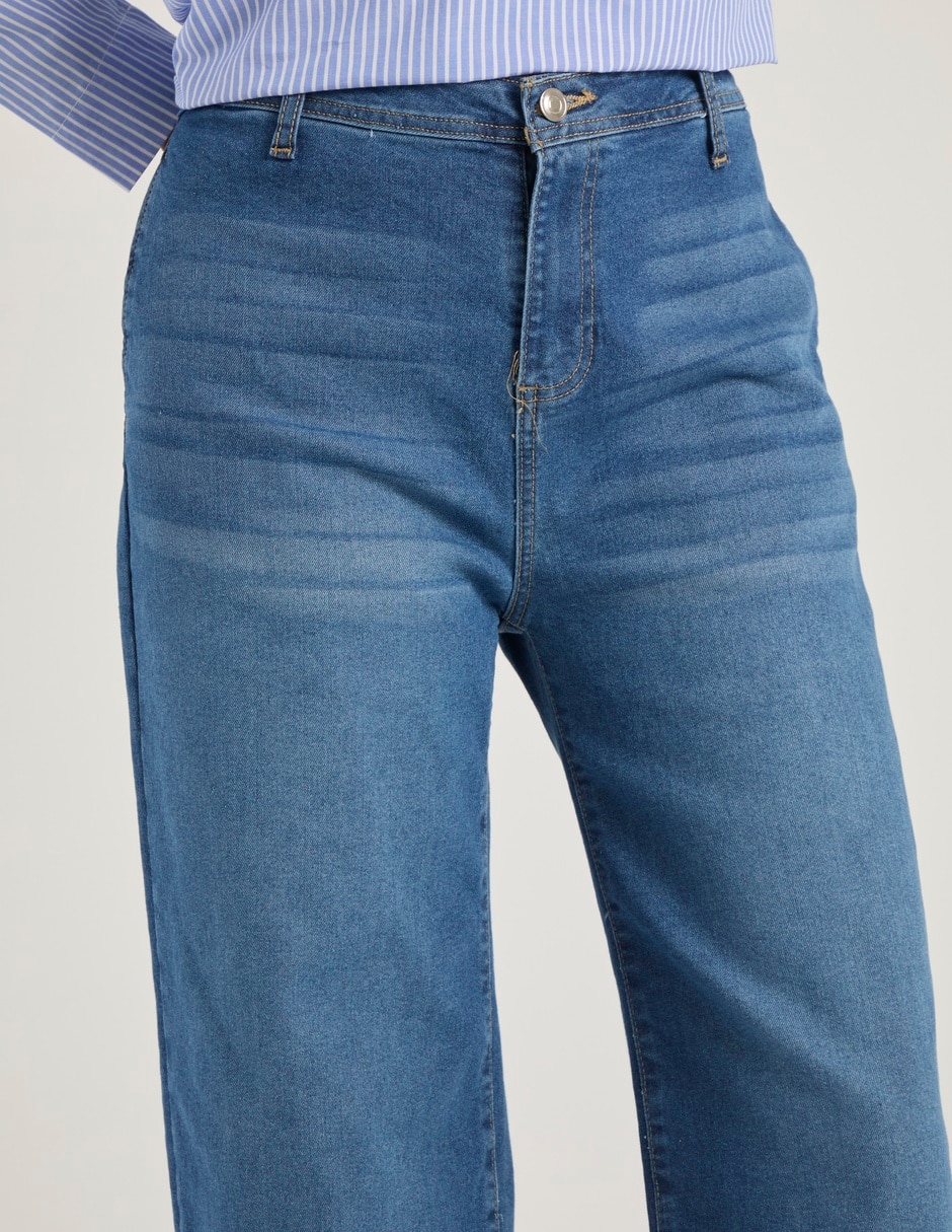 Jeans coulotte wide leg para mujer 4