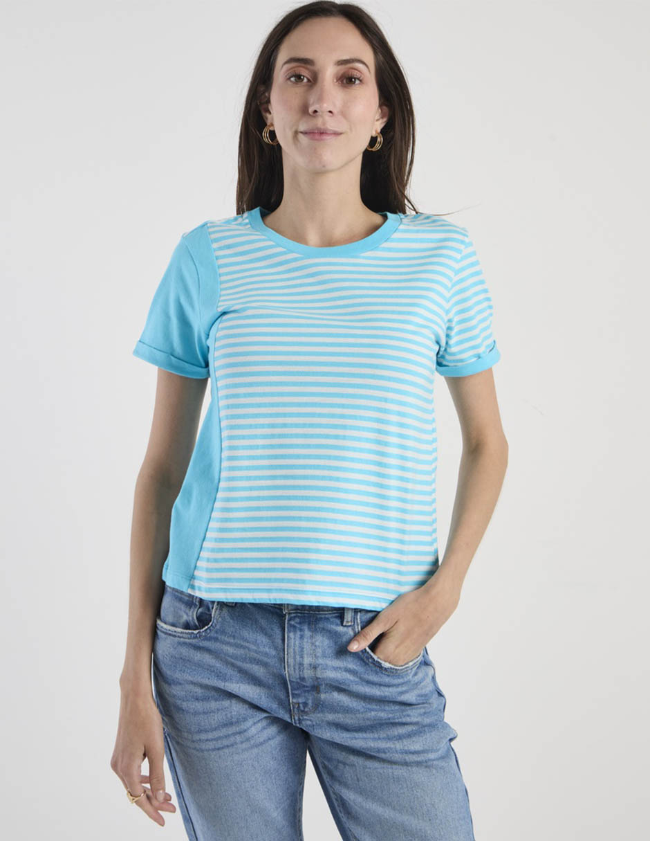 Playera manga corta cuello redondo para mujer