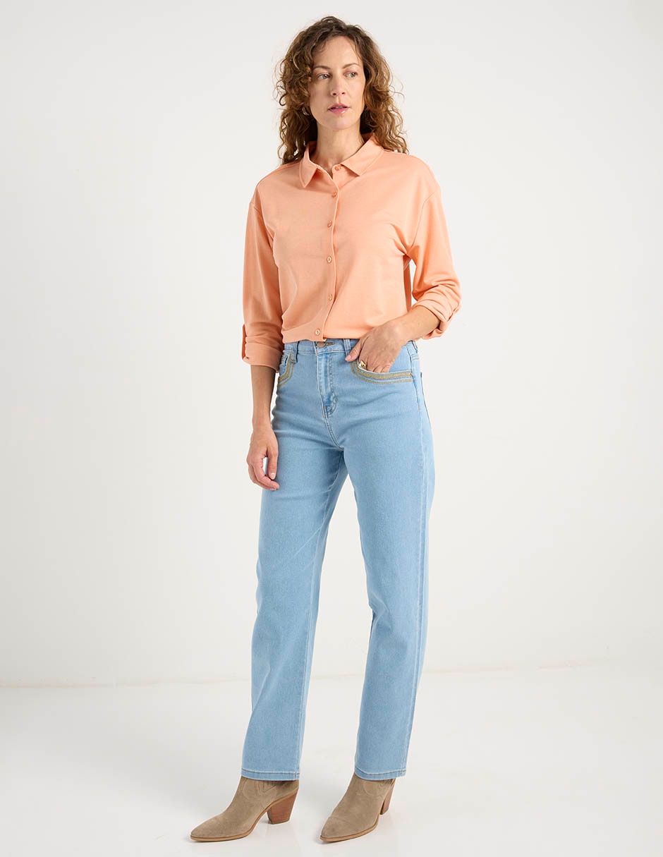Jeans slim a la cintura para mujer 2