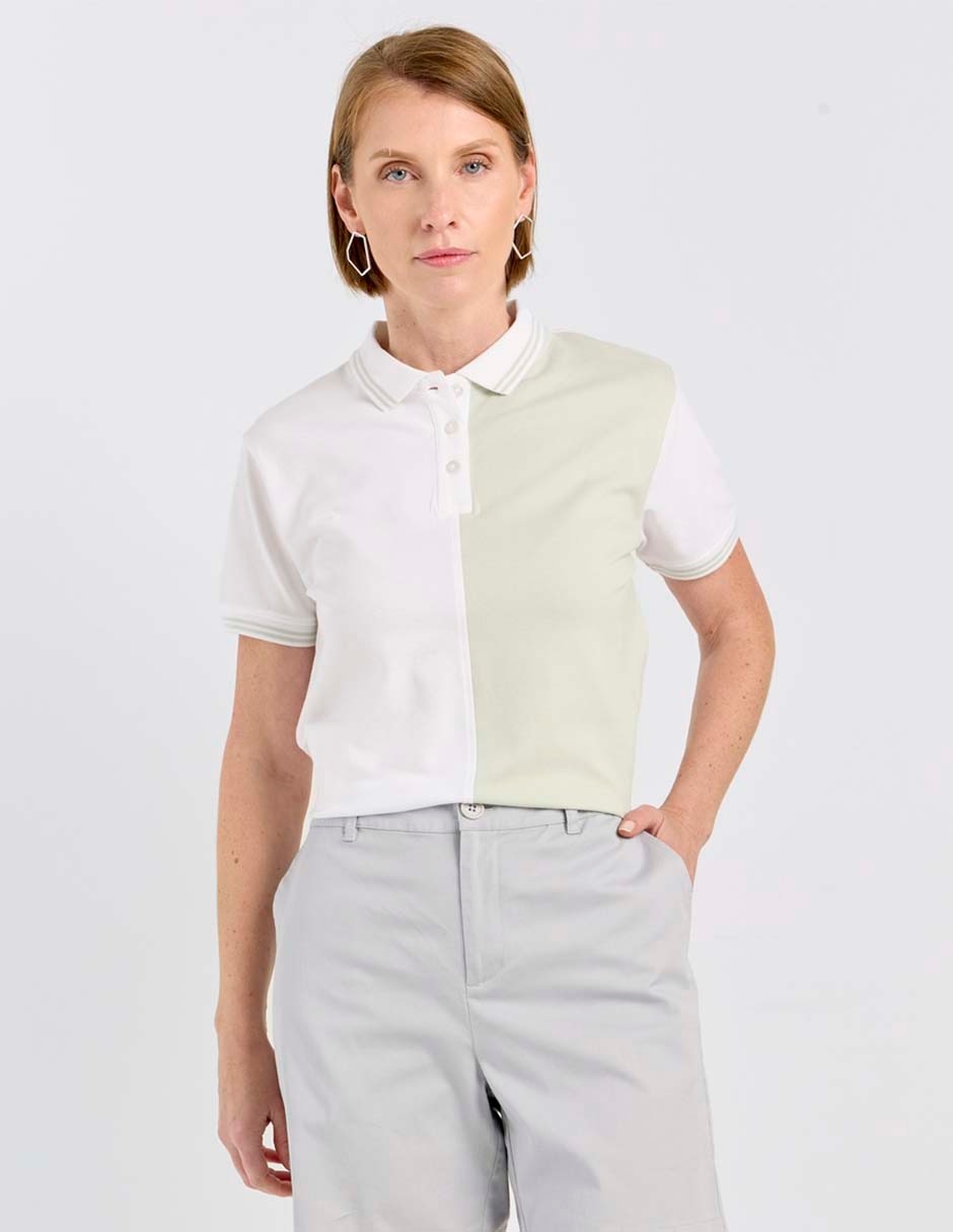 Playera manga corta cuello polo para mujer