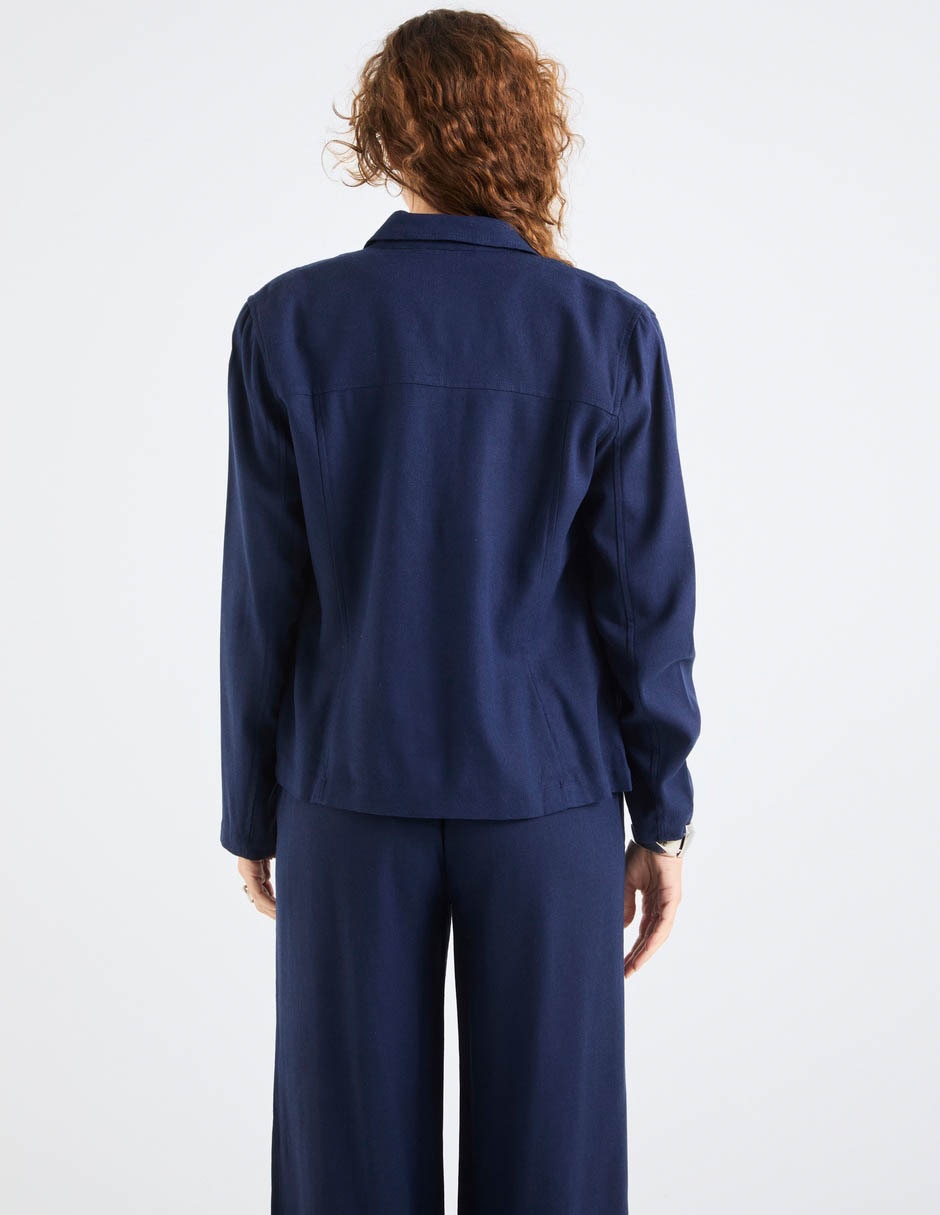 SACO WEEKEND, M, AZUL MARINO LISO RECTO