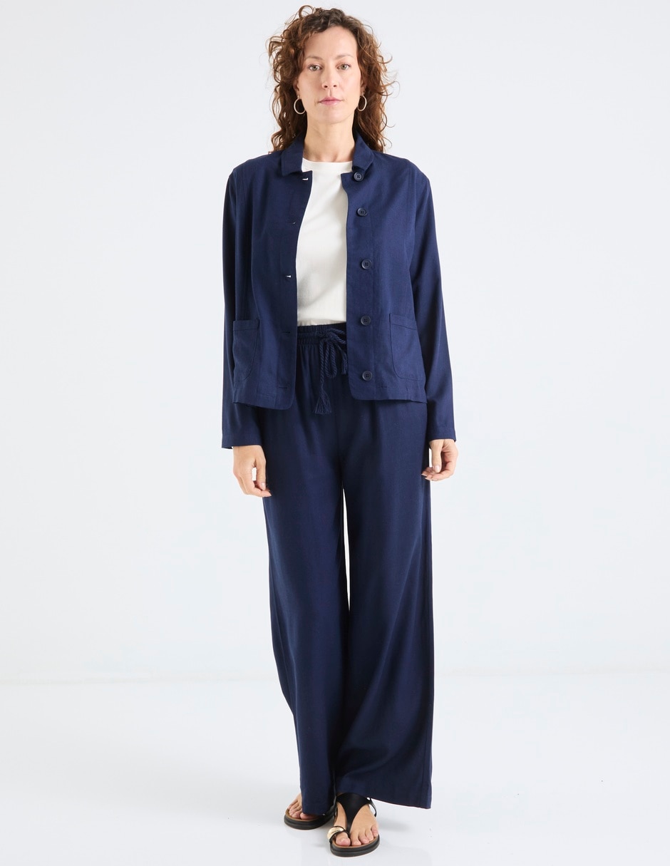 SACO WEEKEND, M, AZUL MARINO LISO RECTO