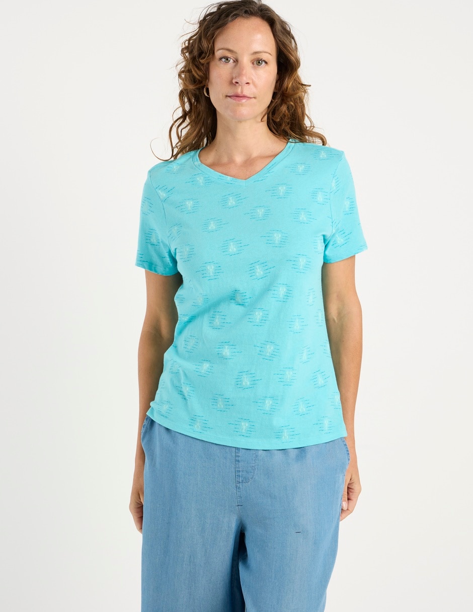 Playera manga corta cuello v para mujer 2