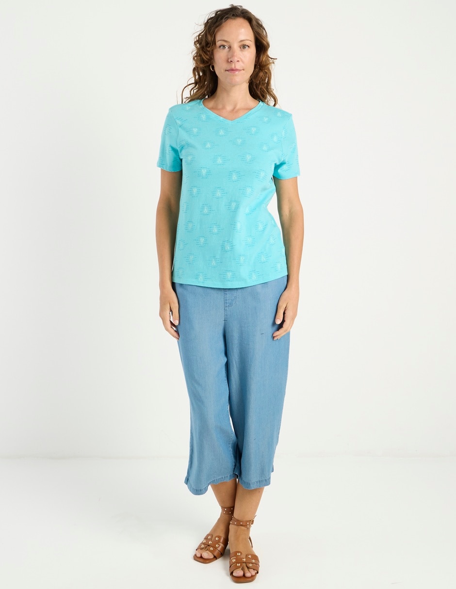 Playera manga corta cuello v para mujer 3