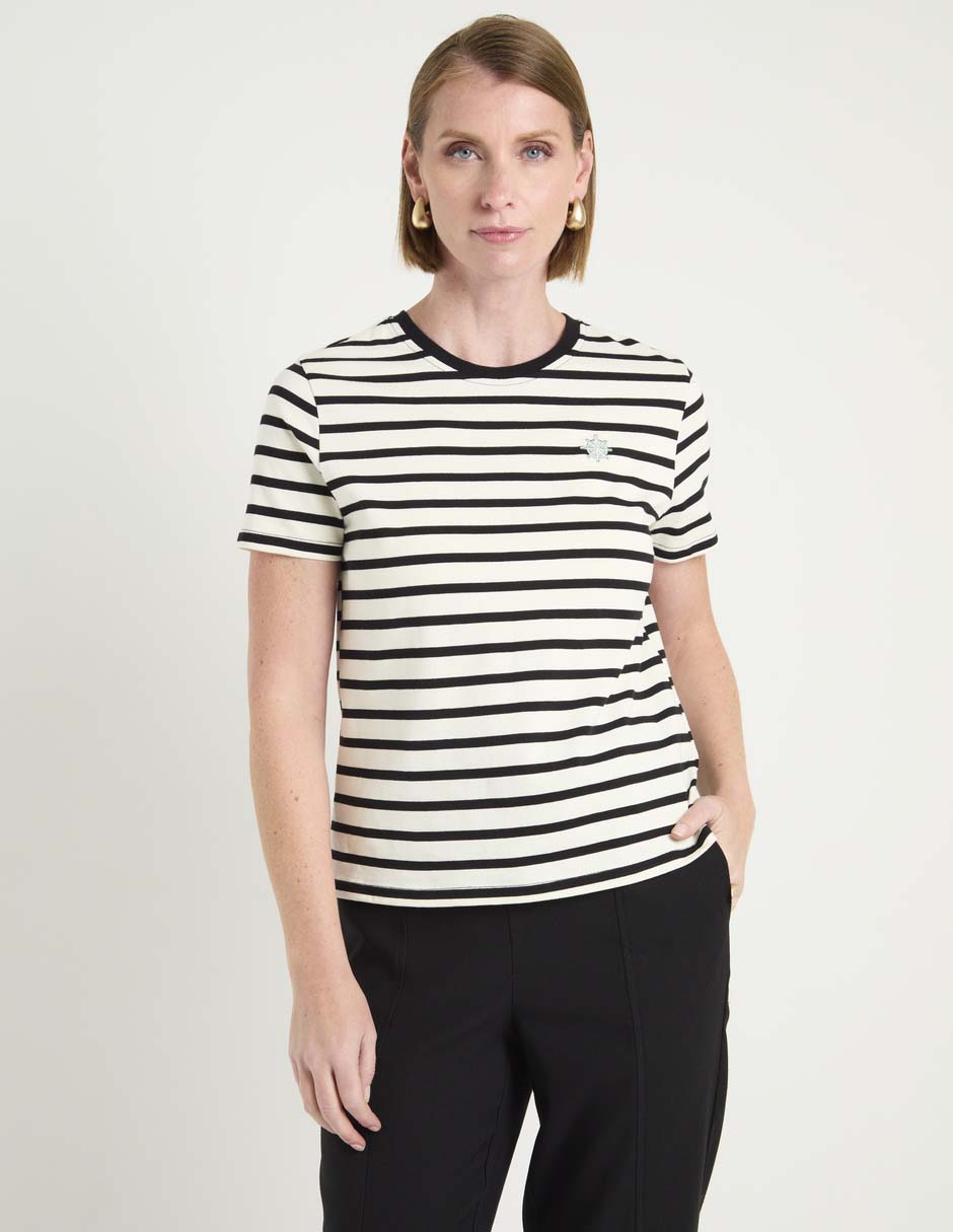 Playera manga corta cuello redondo para mujer