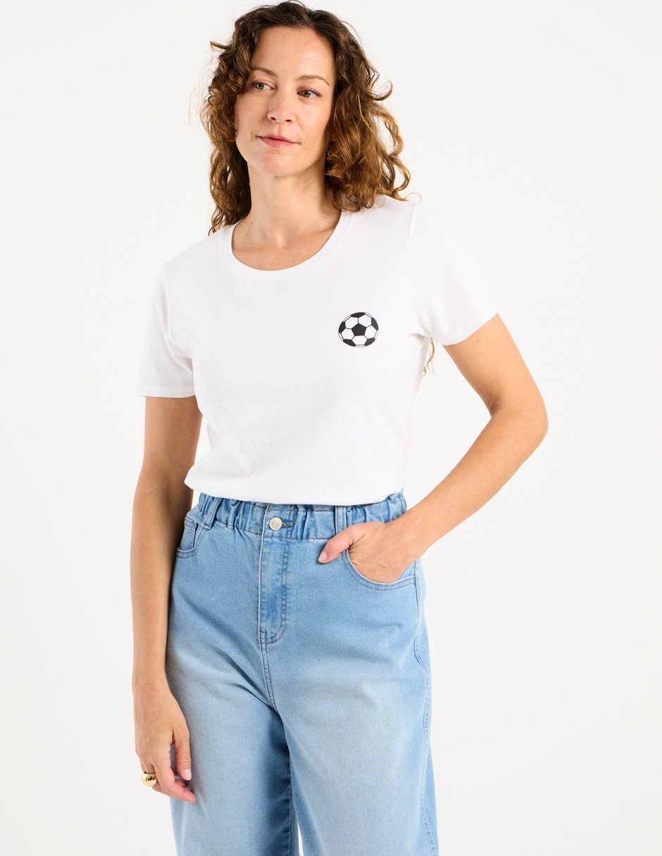 Playera manga corta cuello redondo para mujer