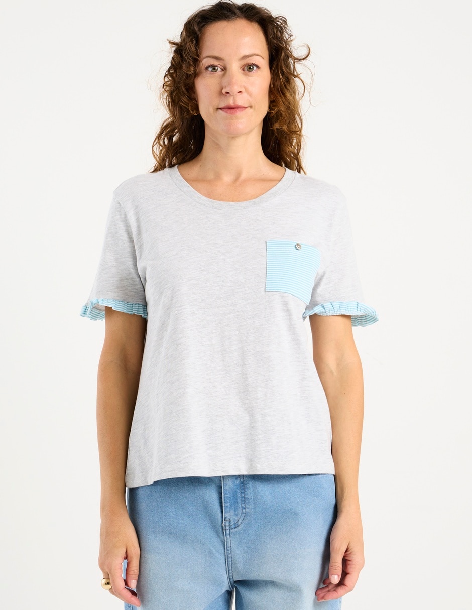 Playera manga corta cuello redondo para mujer