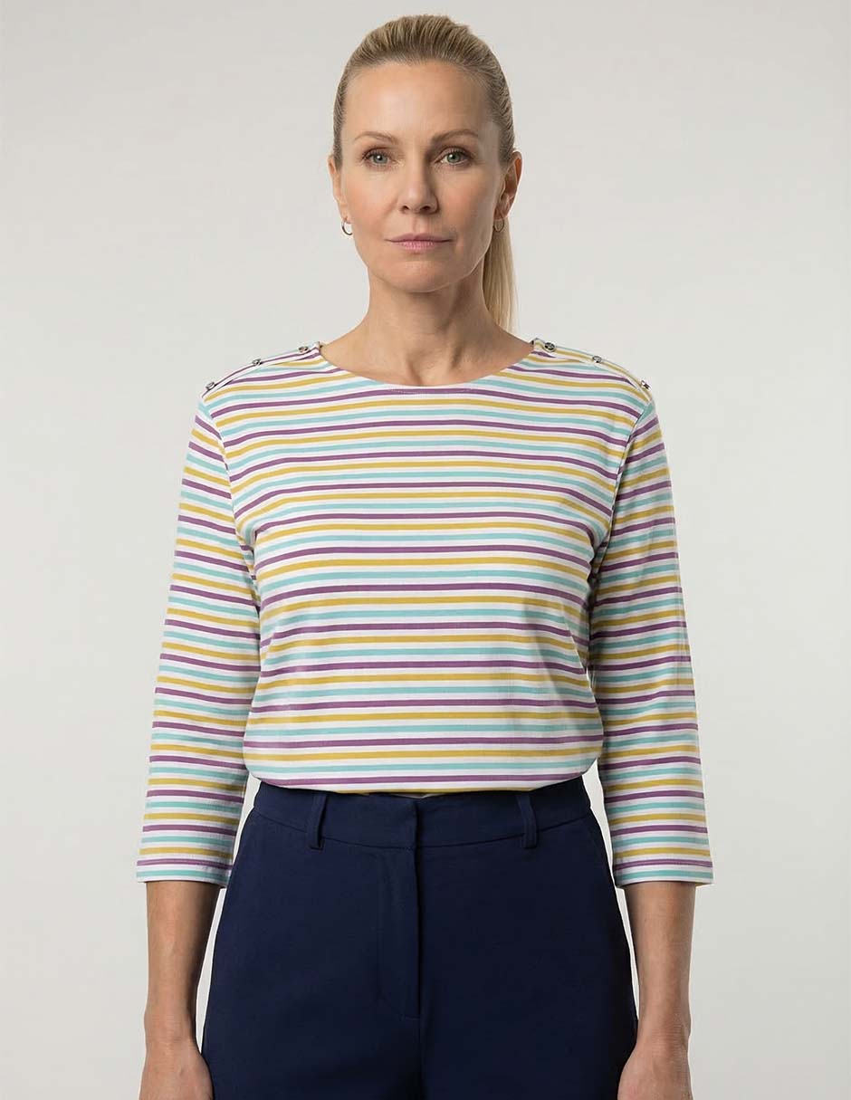 Playera manga 3/4 cuello redondo para mujer 1