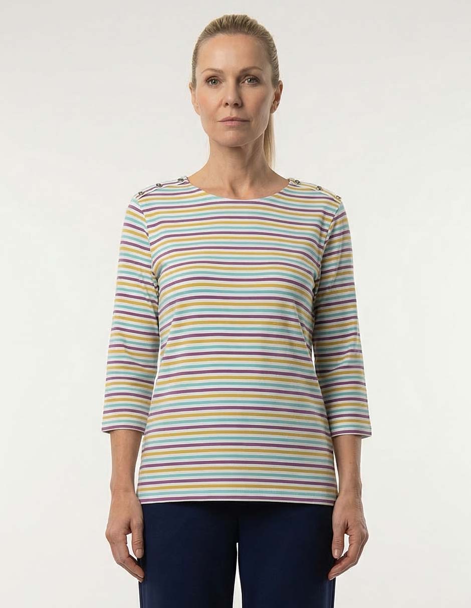 Playera manga 3/4 cuello redondo para mujer 3