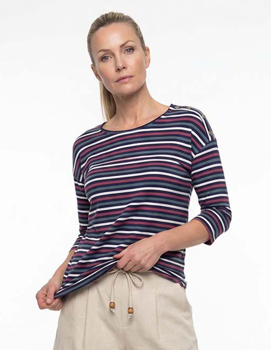 Playera manga 3/4 cuello redondo para mujer Playera manga 3/4 cuello redondo para mujer