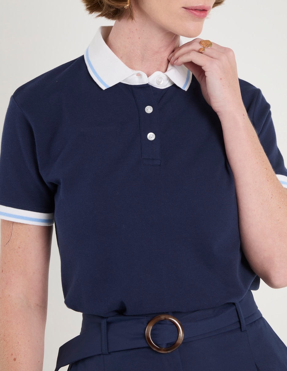 Playera manga corta cuello polo para mujer 4