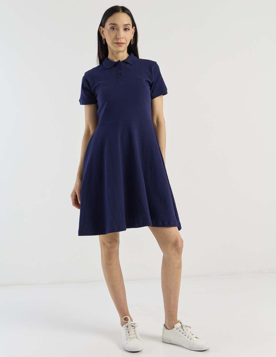VESTIDO L RODILLA WEEK, M, AZUL MARINO