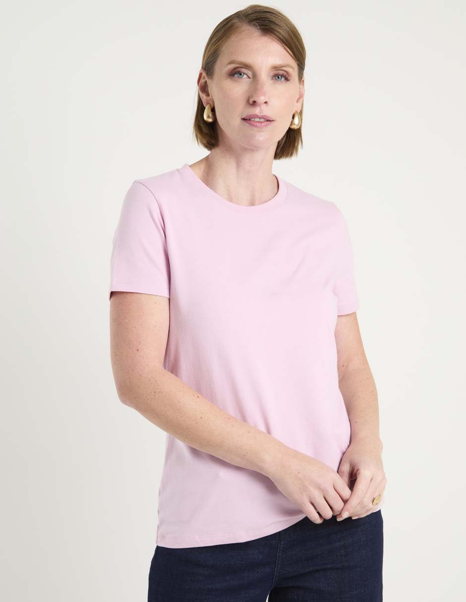 Playera manga corta cuello redondo para mujer