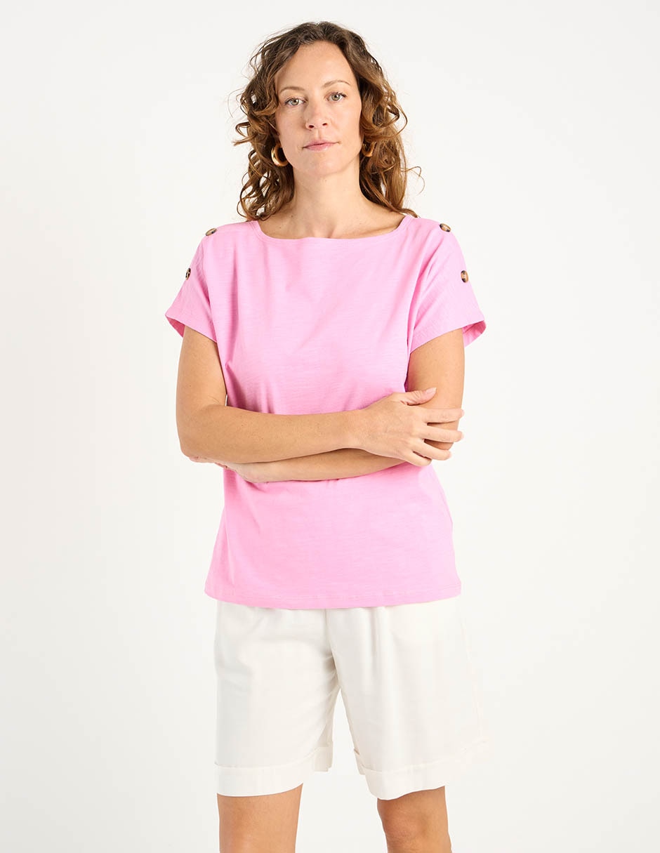 Playera manga corta cuello mao para mujer Playera manga corta cuello mao para mujer