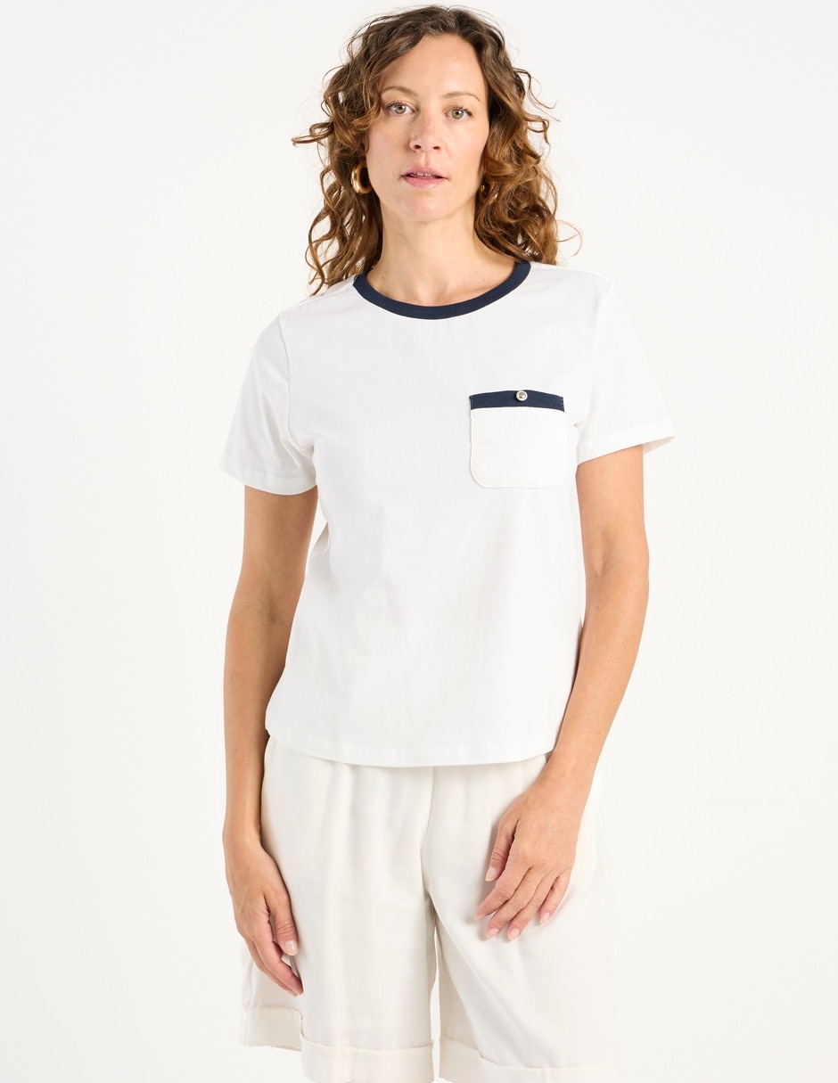 Playera manga corta cuello redondo para mujer Playera manga corta cuello redondo para mujer