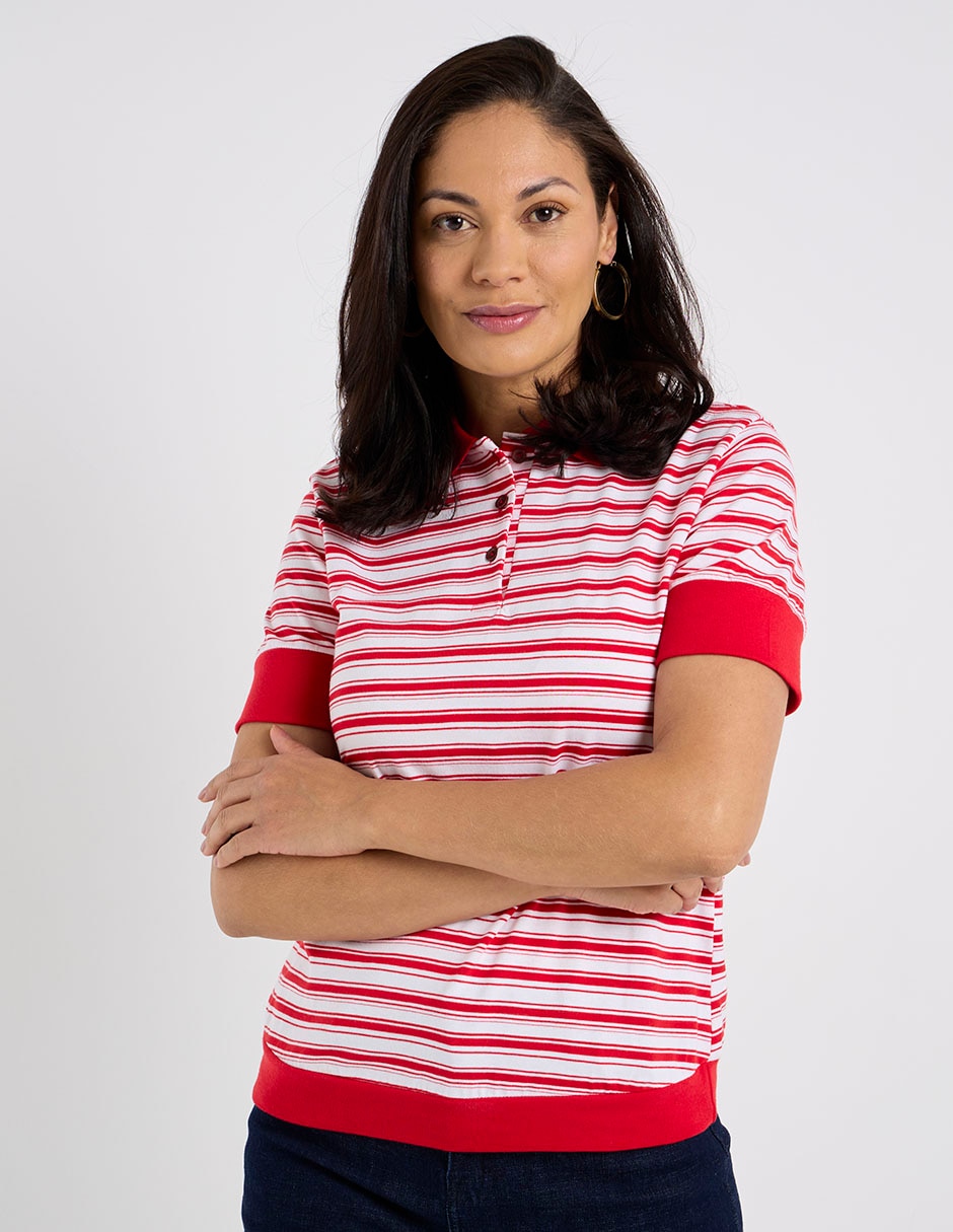 Playera manga corta cuello polo para mujer Playera manga corta cuello polo para mujer