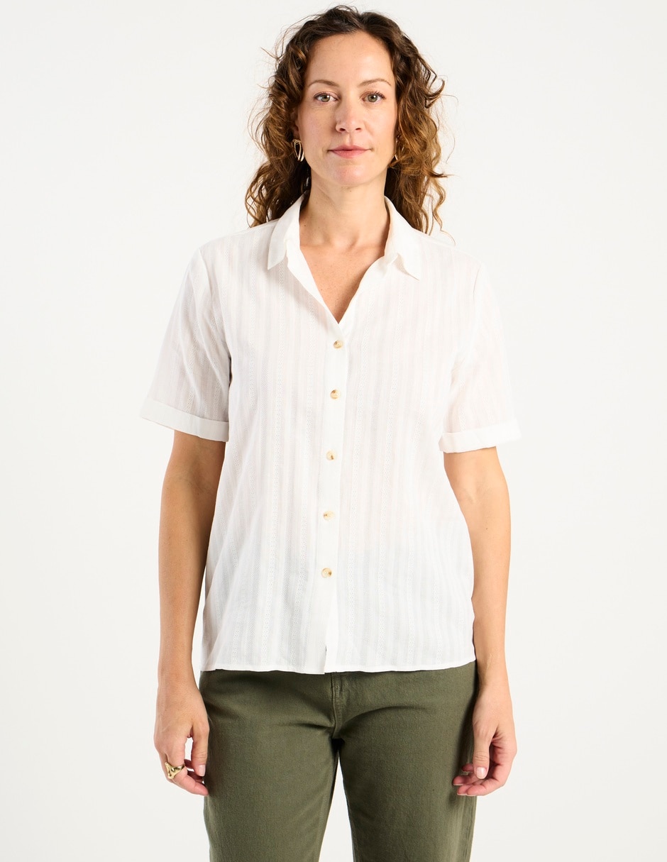Blusa camisera manga corta para mujer