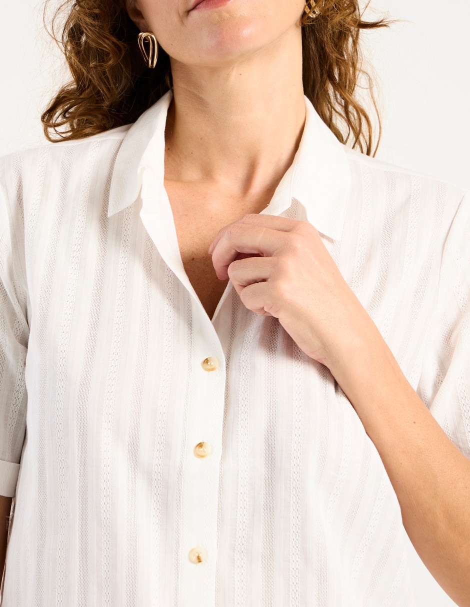 Blusa camisera manga corta para mujer 4